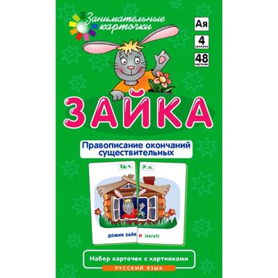 Зайка. Правописание окончаний имён существительных. Карточки