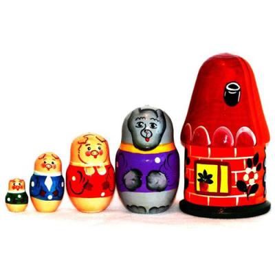 Матрешка Три поросенка (5 в 1) Р-45/932