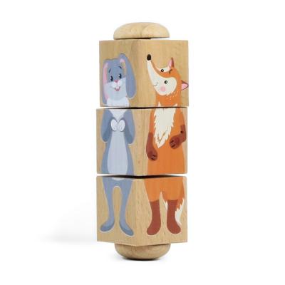 Кубики деревянные на оси Лесные жители (3 кубика) 02954