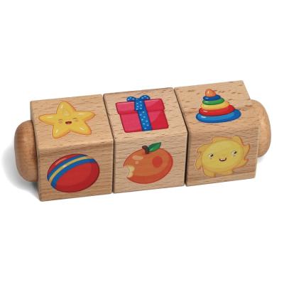 Кубики деревянные на оси Учим формы 3 кубика 02969  