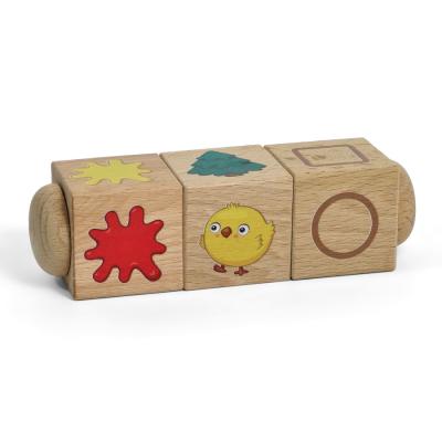 Кубики деревянные на оси Учим цвета и формы 3 кубика 02968