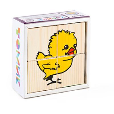 Кубики Сложи рисунок: Животные 4 детали