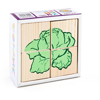 Кубики  Сложи рисунок:Овощи  4 детали