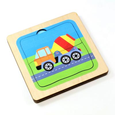 Игра-Пазл трехслойный деревянный Машинки 3 в 1 00732  
