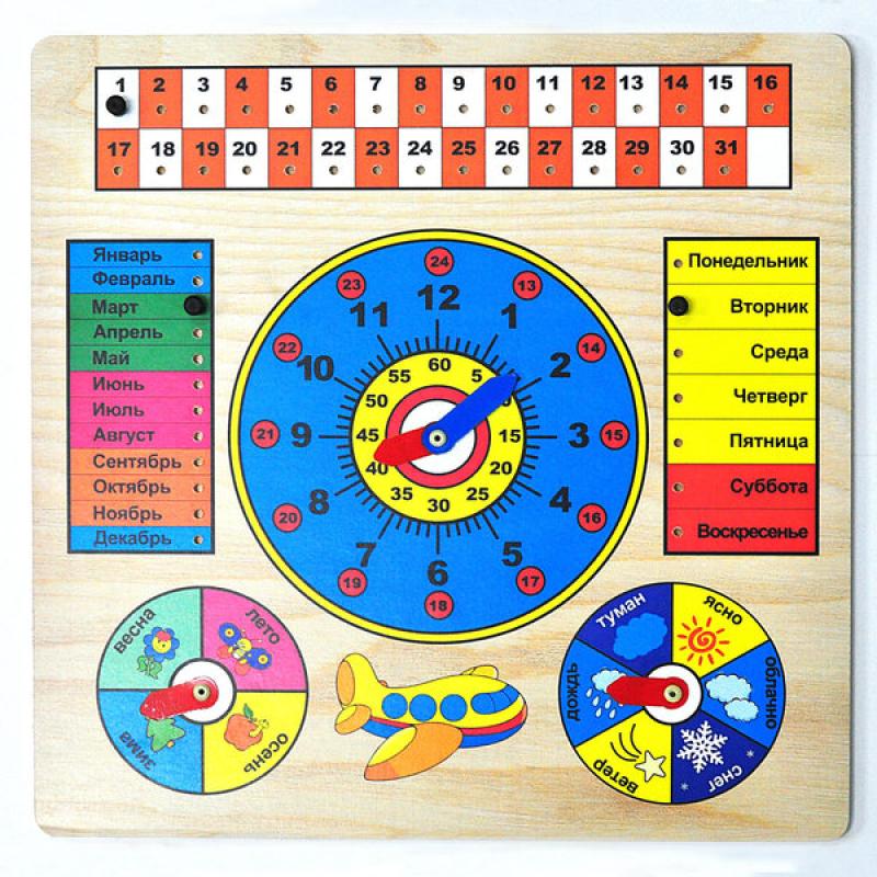 Обучающая доска Календарь с часами