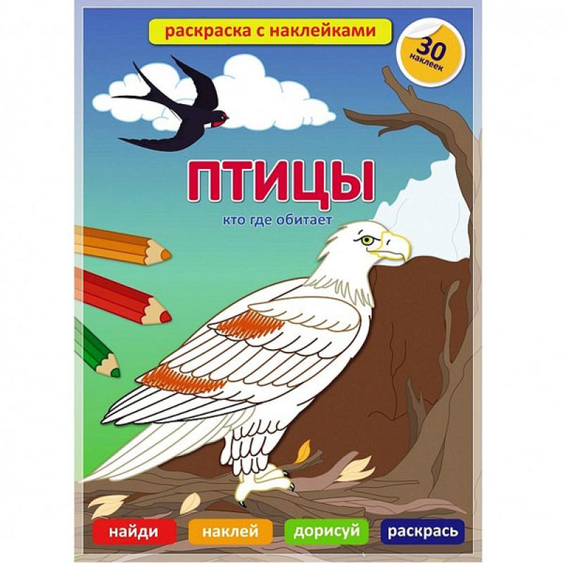 Обучающая раскраска с наклейками. Птицы. Кто где обитает